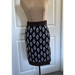 Autumn Adeigbo Odette Skirt Mini Virgin Wool Black White Brown Womens Sz M